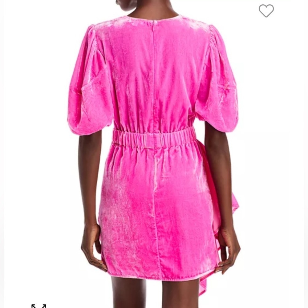 Rhode Pia Puff Sleeve Draped Dress pink velvet 22644 - Picture 4 of 14
